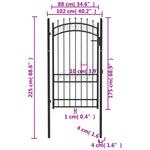 ZNTS Fence Gate with Spikes Steel 100x175 cm Black 146381