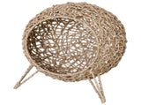 Wicker Cat Bed, Ball-Shaped Rattan Elevated Cat Basket with Three Tripod Legs, Cushion - Natural T3398P349858
