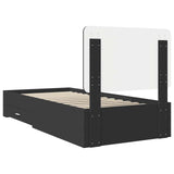 Bed Frame with Headboard Black 75 x 190 cm Engineered Wood 3412847