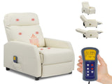 PU With 6-Point Massage Heating Function Recliner Cream White 67428533