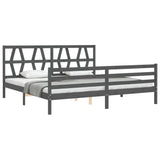 Bed Frame without Mattress Grey 200x200 cm Solid Wood 3194398