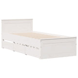Bed Frame without Mattress with Headboard White 90x200 cm Solid Wood Pine 3308775