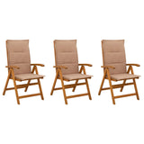 Reclining Garden Chairs 3 pcs Natural Solid Acacia Wood 42041436