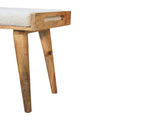 Solid Wood Boucle Cream Tray Style Footstool, Upholstered, Nordic Legs, Beige and Brown B2743P402989