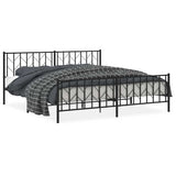 Metal Bed Frame without Mattress with Footboard Black 193x203cm 374461