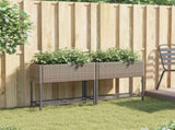 Garden Planters with Shelf 2 pcs Grey 70x28x70 cm Poly Rattan 3210512