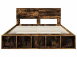 Bed Frame with Shelf Smoked Oak 120 x 190 cm Engineered Wood 3408386