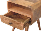 Solid Wood Mini Oak-ish Curve Open Bedside, 1 Drawer and Open Slot B2743P402936