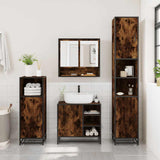 2 Piece Bathroom Furniture Set Smoked Oak Engineered Wood 3300937