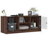 TV Cabinet with Glass Doors Brown Oak 102x37x42 cm 836377