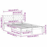 Bed frame White and light grey 120 x 190 cm Solid pine wood 878628