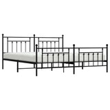 Bed Frame Black Steel Double Bed Frame Rectangular Industrial 353561