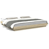 Bed Frame with LED Lights without Mattress Sonoma Oak 180x200cm 3281079