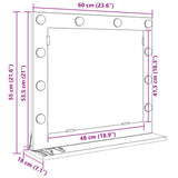 Vanity Mirror Rectangular with Mirror Black Oak 60 x 55 x 18 cm 868286