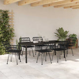 Garden Dining Set 7 pcs Black Powder-Coated Steel 3379189