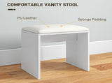 Dressing Table and Stool Set, with Storage - White T3398P341397