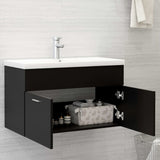 Sink Cabinet with Built-in Basin Black Engineered Wood 3071280
