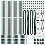 Embedded Fence Post 52 pcs Green Powder-Coated Steel 3350116