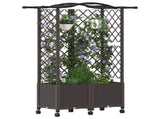 Raised Bed with Trellis and Roof Brown 122 x 40 x 144 cm PP 3423021