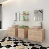 Seven Piece Bathroom Furniture and Basin Set Beige 272232
