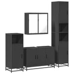 ZNTS 4 Piece Bathroom Furniture Set Black Engineered Wood 3301190