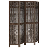 Room Divider 4 Panels Dark Brown Solid Wood Paulownia 358658