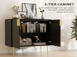 Art Deco Inspired Sideboard, with Adjustable Shelf - Black/Gold Tone T3398P328364