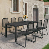 Dining Set Black PVC rattan, powder-coated steel, aluminium, WPC 3060122