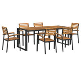 7 Piece Garden Dining Set Solid Wood Acacia and Metal 3155412