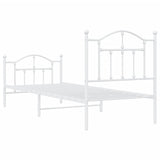 Metal Bed Frame without Mattress with Footboard White 90x190cm 353498