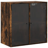Wall Cabinet with Glass Doors Smoked Oak 68x37x68.5 cm 836494