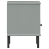 Bedside Cabinet with Metal Legs Grey Solid Wood Pine OSLO 350971