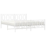 Metal Bed Frame without Mattress with Footboard White 180x200cm 374312