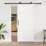 Sliding Door White and Black 93 x 211 cm Solid Pine Wood 3333377
