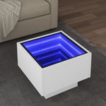 ZNTS Side Table with LED White 40x40x30 cm Engineered Wood 847497