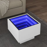 ZNTS Side Table with LED White 40x40x30 cm Engineered Wood 847497