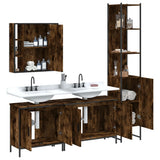 4 Piece Bathroom Cabinet Set Smoked Oak Engineered Wood 3214752