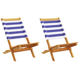 Garden Chairs 2 pcs Blue and white Solid Wood Acacia and Fabric 367695