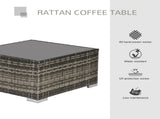 Square PE Wicker Rattan Table with Glass Top - Dark Grey T3398P323875