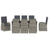 Garden Dining Set with Cushion 9 pcs Grey Poly Rattan 3379498