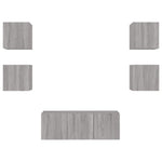 ZNTS 6 Piece TV Wall Units with LED Grey Sonoma Engineered Wood 3216816