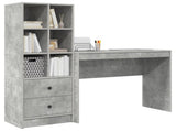 Desk with Drawer with Shelf with Storage 2 pcs Concrete Grey 3337332