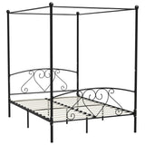 Bed Frame without Mattress with Canopy Black 140x200 cm Metal 284436