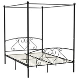 Bed Frame Black Metal Double Durable Bed Frame Rectangular 284437