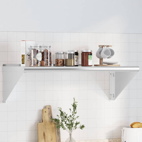 Wall Shelf 100x45x31 cm Silver Stainless Steel 30272