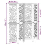 Room Divider 4 Panels Black Solid Wood Paulownia 358753