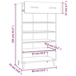 Shoe Cabinet Concrete Grey 60x35x105 cm Engineered Wood 812793