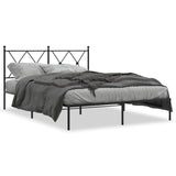 Metal Bed Frame without Mattress with Headboard Black 140x200cm 376503