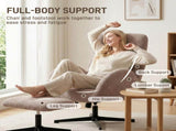 Swivel Armchair and Footstool Set, Height Adjustable Accent Chair with Adjustable Headrest, Rocking T3398P548764