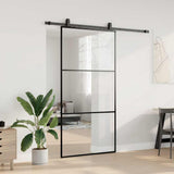 Sliding Door with Hardware Set Black 102x205 cm ESG Glass 3375843